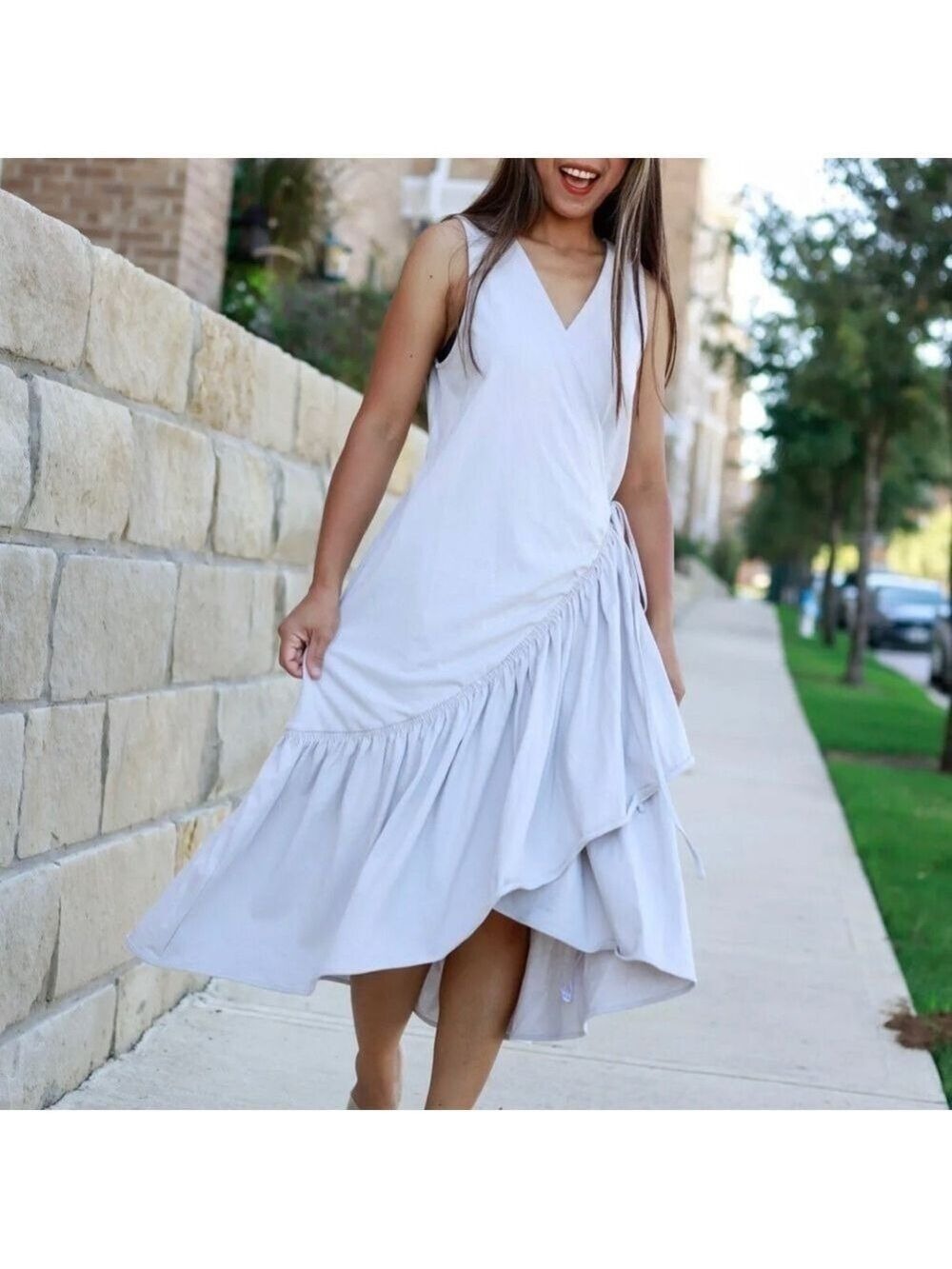 Zara NWT 100% cotton wrap dress with ruffles Sz S
